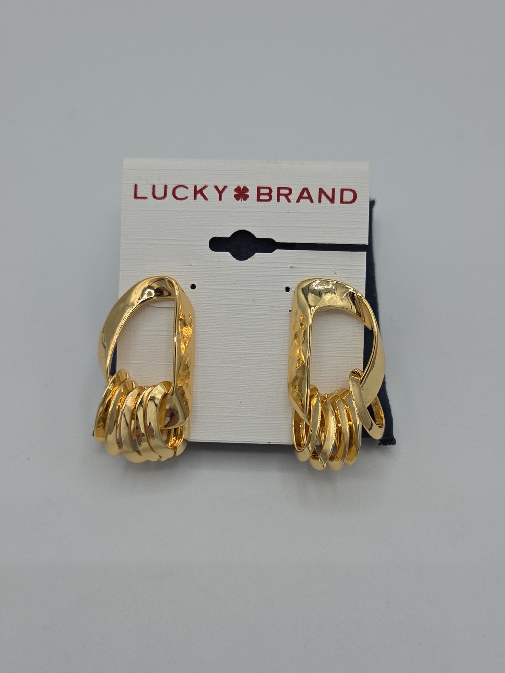 5 for $25! Lucky Brand Shiny Gold Linked Hoop Drop Earrings